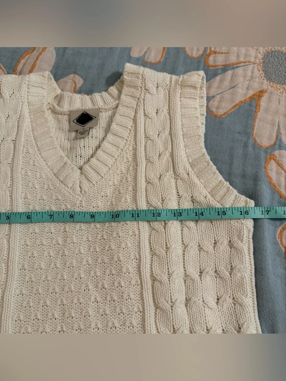 St John’s Bay Women's Cotton Blend Knitted Sweater Vest White Size Small